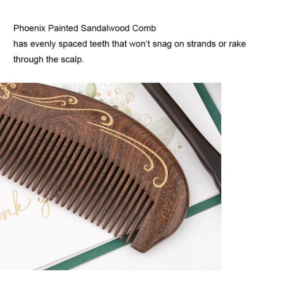 Phoenix Painted Sandalwood Comb